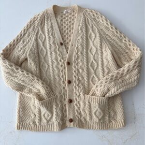 Cream Cable Knit wool Cardigan